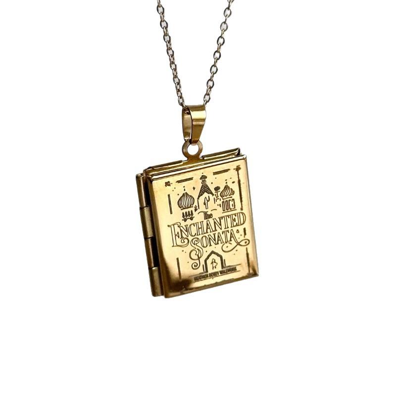 Gold Star Map Character Book Necklace Vintage Openable Pendant Niche Design Clavicle Chain