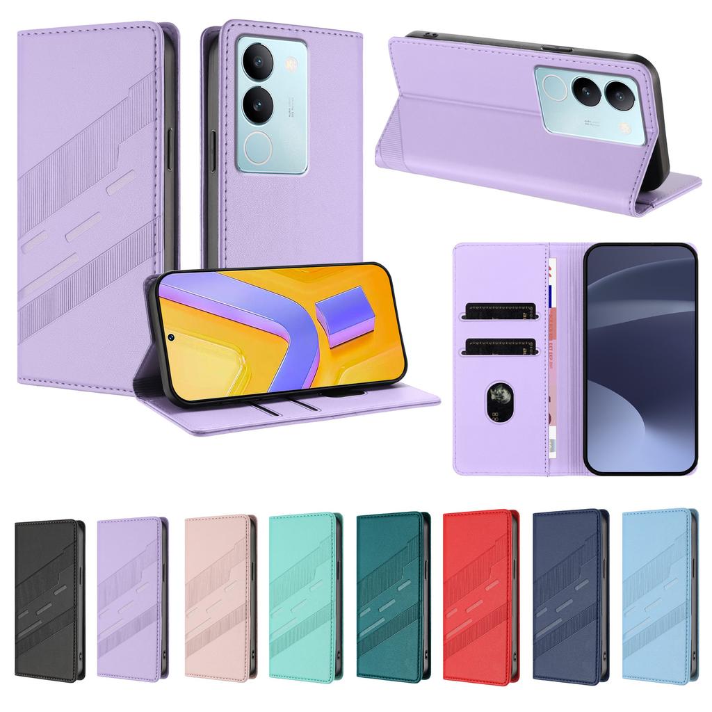 Magnetic Leather Wallet Flip Case for Vivo S17 S18 V27 V27E V29E V40 V40E V50 Lite 5G X100S iQOO Z9s Pro Cover | Classic Design