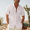 Men's Linen Shirts Short Sleeve Button Up Turn Down Collar Casual Summer Home Daily Shirts