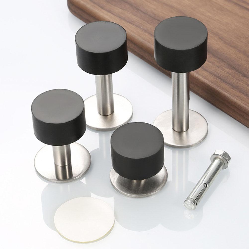 Бесшумный резиновый дверной упор с защитой стен в раме из нержавеющей стали