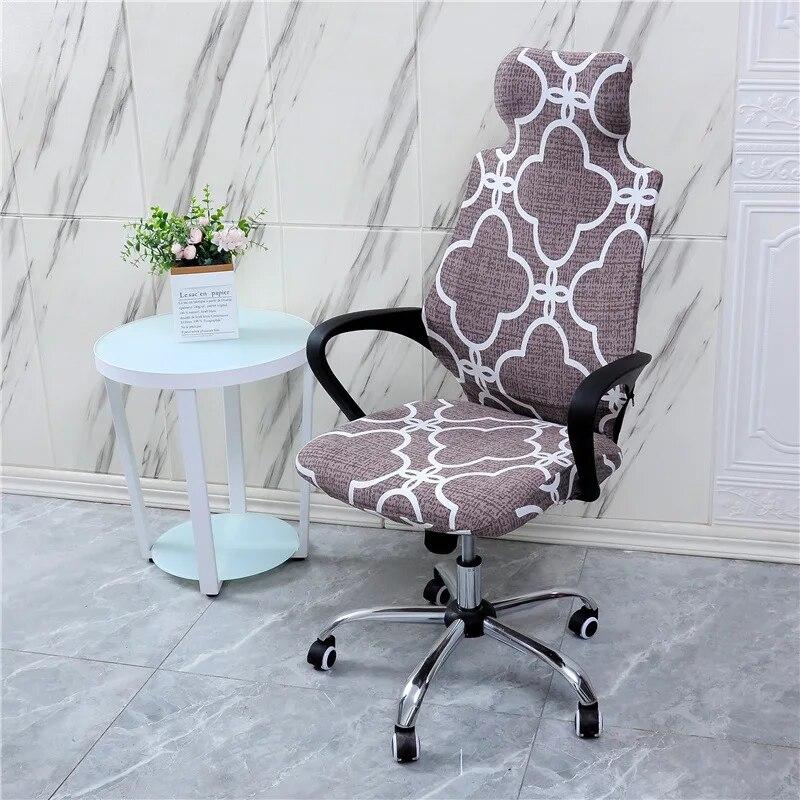 Stretch Game Chair Cover with Headrest for Office Internet Cafe Computer Armrest Gaming Chair Covers Printed Fabric Seat Case