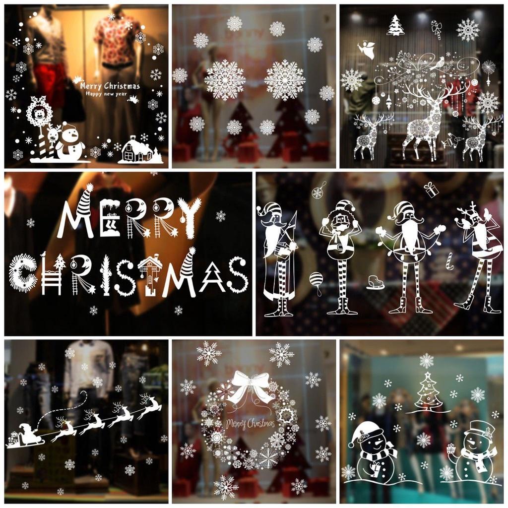 Очаровательные рождественские наклейки на окна с причудливым рисунком Санты для праздничного декора в каждом помещении