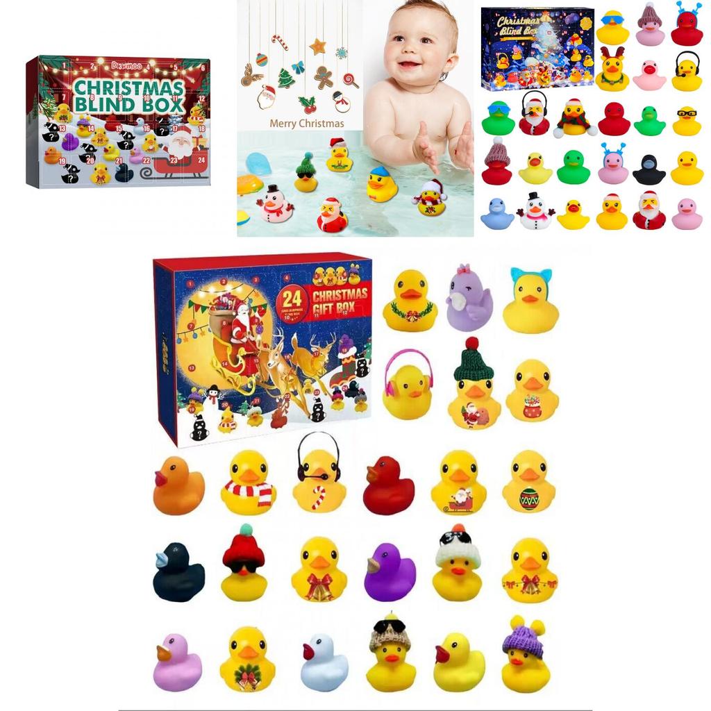 Забавный Рождественский Календарь Обратного Отсчета на 24 дня, Блайнд Бокс, Набор Виниловых Игрушек Уток для Рождественских Празднований и Коллекционеров
