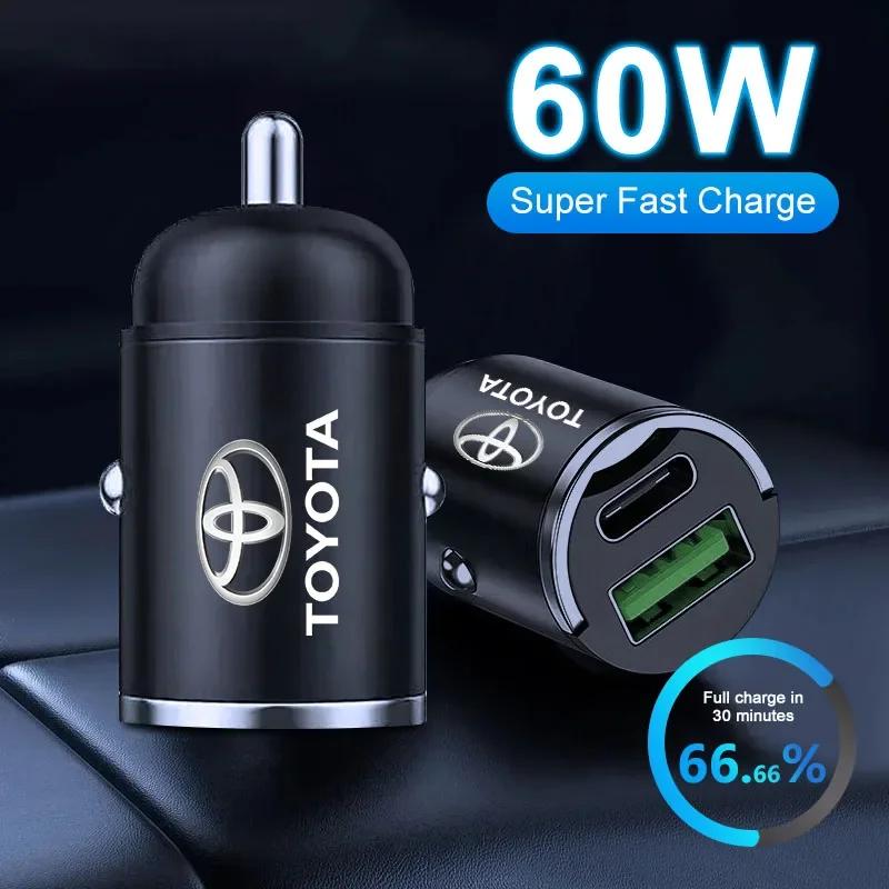 1Pcs 100W/200W Car Charger USB Type-C Fast Charging Adapter For Toyota Camry Corolla Yaris Chr Auris Avensis T25 Car Accessories