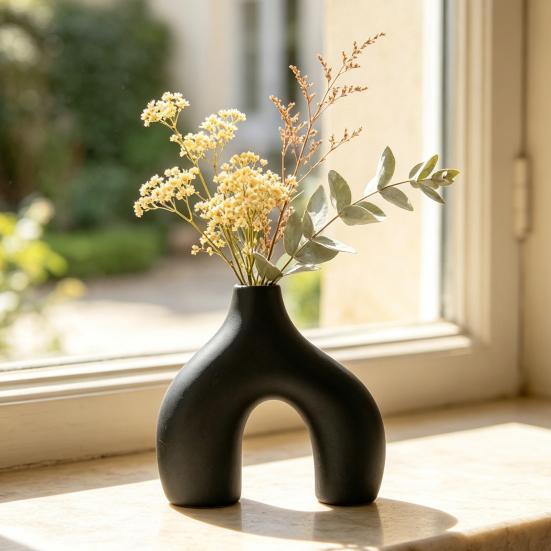 Lightweight Flower Vase Modern Abstract Ceramic Vase, Decorative for Dried and Artificial Flowers, Minimalist Holder Living Room Table Centerpiece