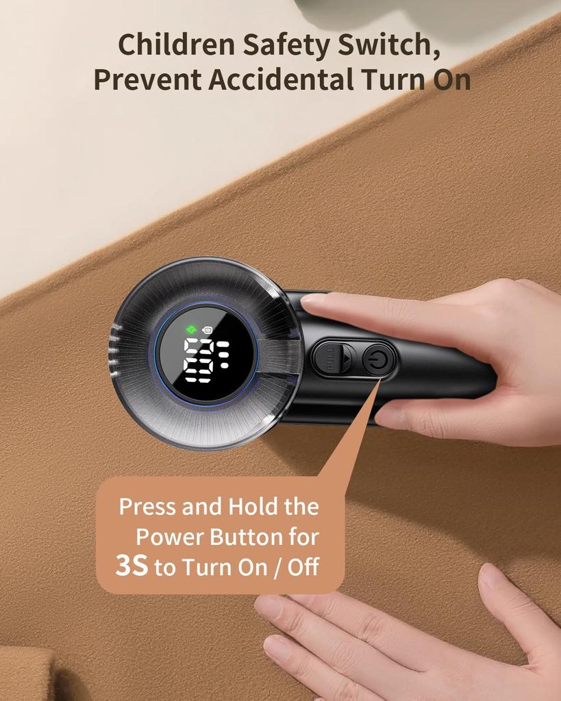 Rechargeable Fabric Shaver with Lint Brush Electric Lint Remover Digital Display Defuzzer Sweater Shaver for Clothing,Blanket