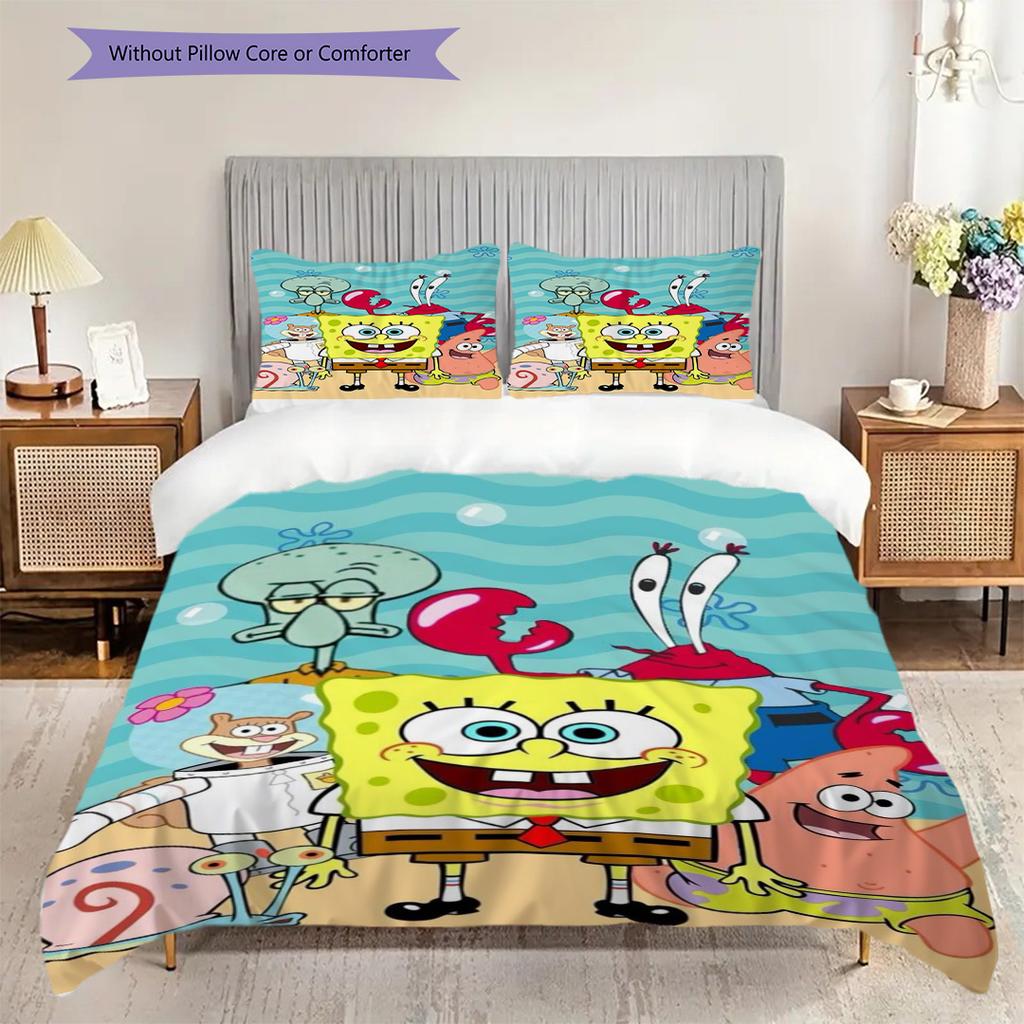 Spongebob Friends Underwater Adventure Bedding 1 Duvet Cover 2 Pillowcase Without Core Soft And Comfortable Bedding Set