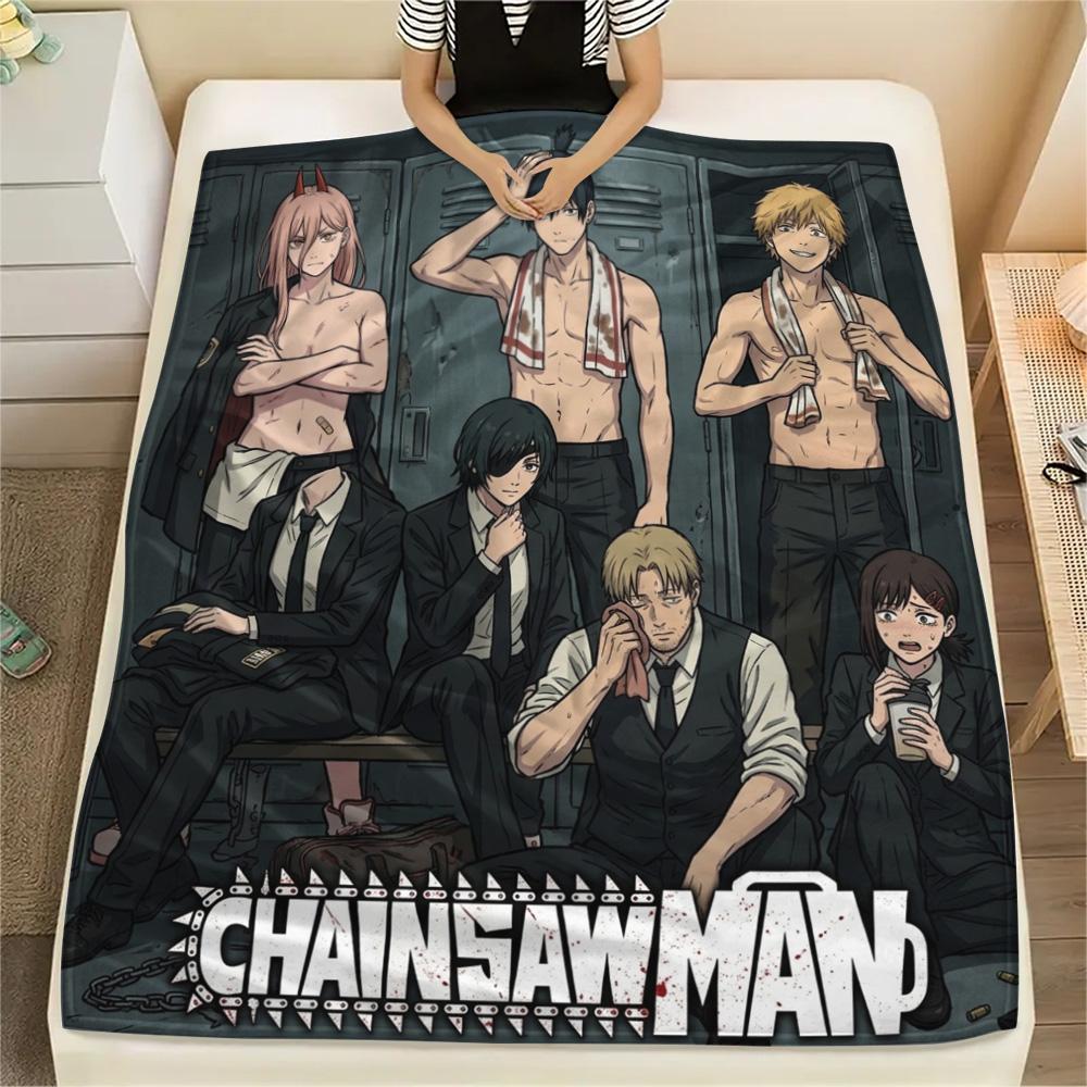 1PC Chainsaw Man Patterned Flannel Blanket Suitable For All Seasons For Home Decor Warmth And Comfort Gifts Holiday Present