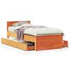 Solid Wood Bed without Mattress with Headboard 100 x 200 cm Wax Brown