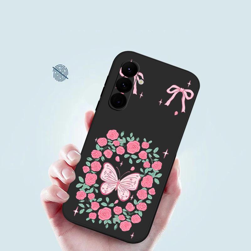 Винтажный чехол с цветами и бабочками для Samsung Galaxy A56 A17 A26 A16 A36 A55 A54 A53 A15 S24 S25 FE S25 S22 S23 Ultra Plus с ремешком, мягкая обложка