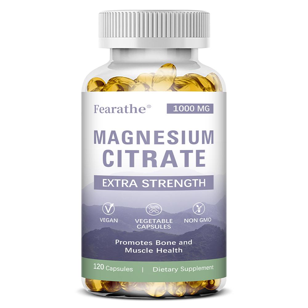 Fearathe Magnesium Citrate Extra Strength Dietary Supplement 1000 MG 120 Capsules