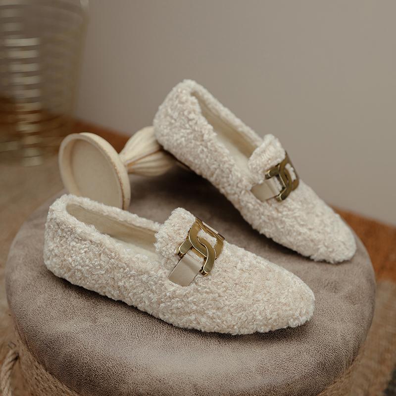 Мода 2024 Новые женские балетки для женщин с круглым носком и толстым каблуком Ретро туфли на низком каблуке Сохраняющие тепло балетки