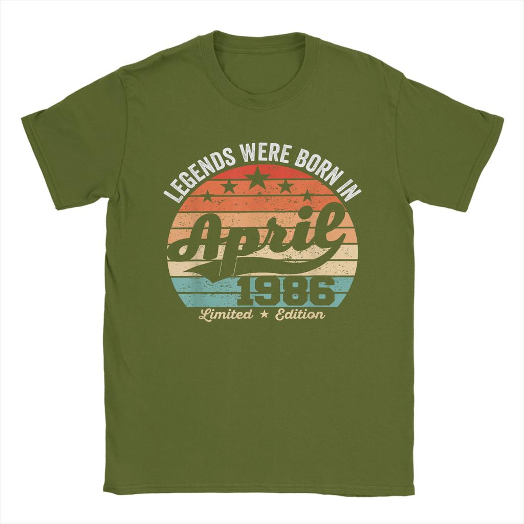 Mens TShirts Vintage 40th Birthday Legends Were Born In April 1986 Cotton Tee Shirt Short Sleeve T Shirts O Neck Tops Classic