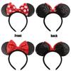 Shiny Sequin Mouse Ear Headbands, 2 PCS Classic Bow Headbands for Adult Women and Girls (Red Sequin & Red Dot)