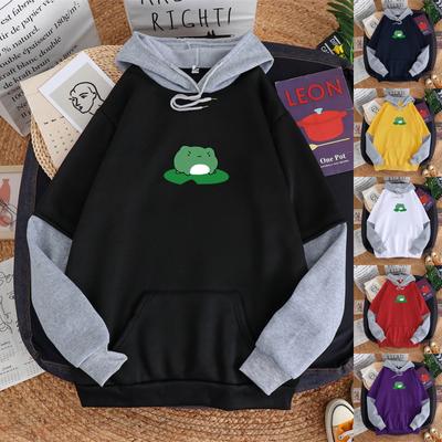 Женская толстовка с длинными рукавами и шнурком с капюшоном и строчкой Collision Color