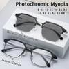 Fashionable Photochromic Myopia Glasses Unisex Near Sight Eyeglasses Vintage Color Changing Men Women's Minus Diopter Eyewear