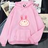 Omori Hoddie Kawaii Pink Bunnyprinting Hoodies Man Woman Harajuku Sweatshirts Pocket Clothes