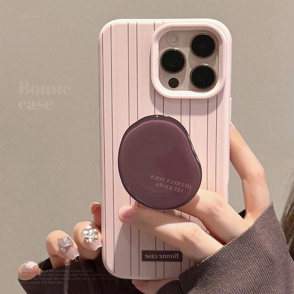 Pink Brown Striped Iphone16promax Mobile Phone Case Apple 17 Coffee Bean Stand 15 Suitable for 13 Retro 11 Soft