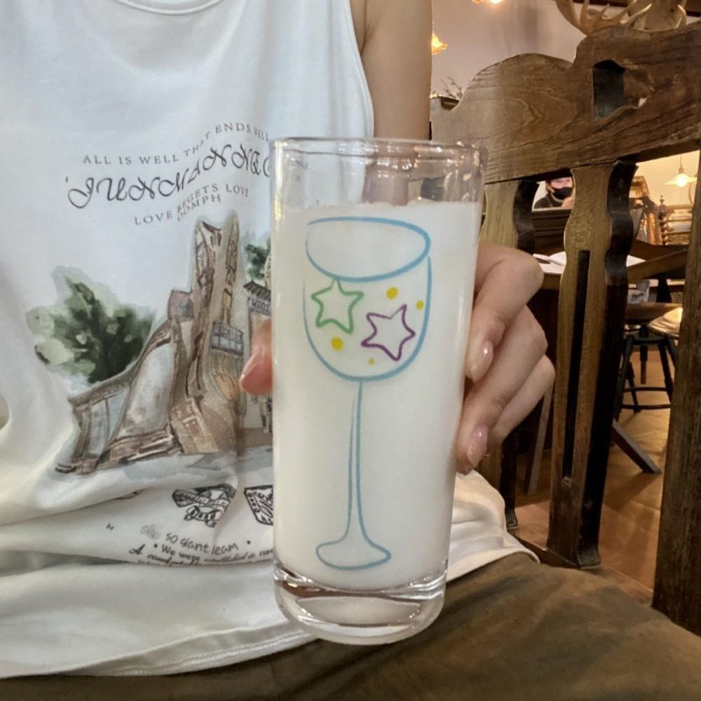 Cherry Iced Coffee Mug Printed Water Milk Mug Aesthetic Clear Glass Cup Gift