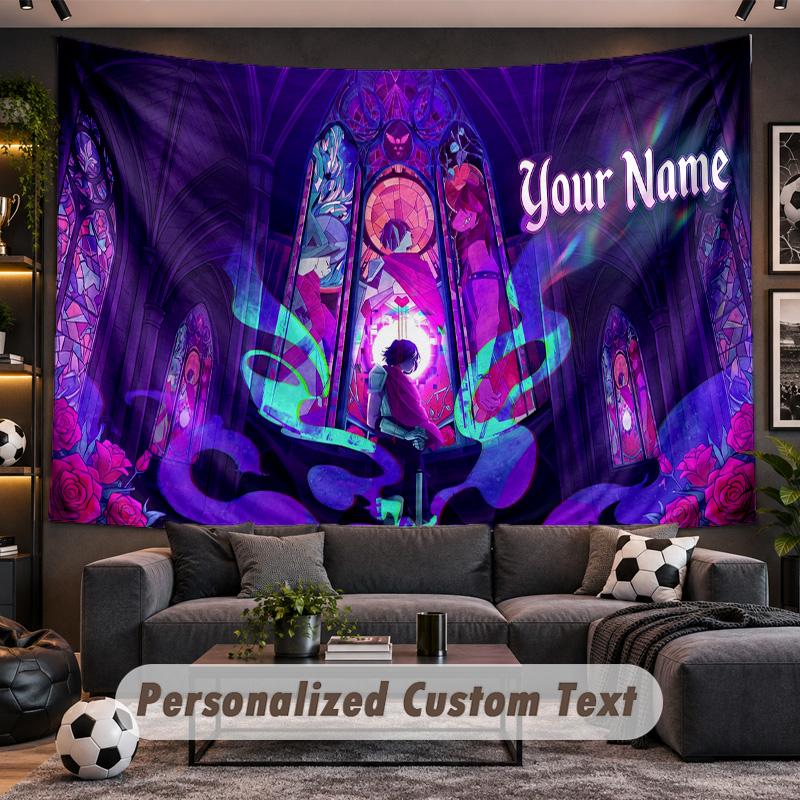 Undertale Personalized Tapestry Support Custom Name, Wall Art Home Decoration