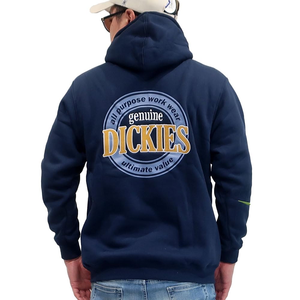 ОРИГИНАЛЬНАЯ мужская толстовка-пуловер Dickies с флисовой подкладкой и принтом на спине, не скатывающаяся, с капюшоном, размеры M, L и XL, 10001729 (JP, Алфавит, М, Темно-синий)