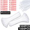 500/1000PCS/bag Self-locking Plastic Nylon Tie White Zip Wraps Strap Nylon Cable Tie Set Fastening Ring Loop Wire Wrap