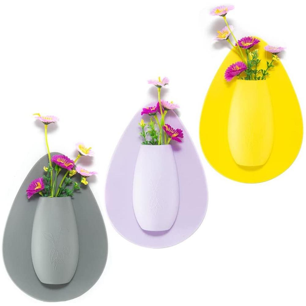 Silicone Flower Vase Self Adhesion Hydroponics Planter Vase Sticker Wall for Glass, Wall, Window, Party,Wedding,Festival,Home,Kitchen, Fridge Door