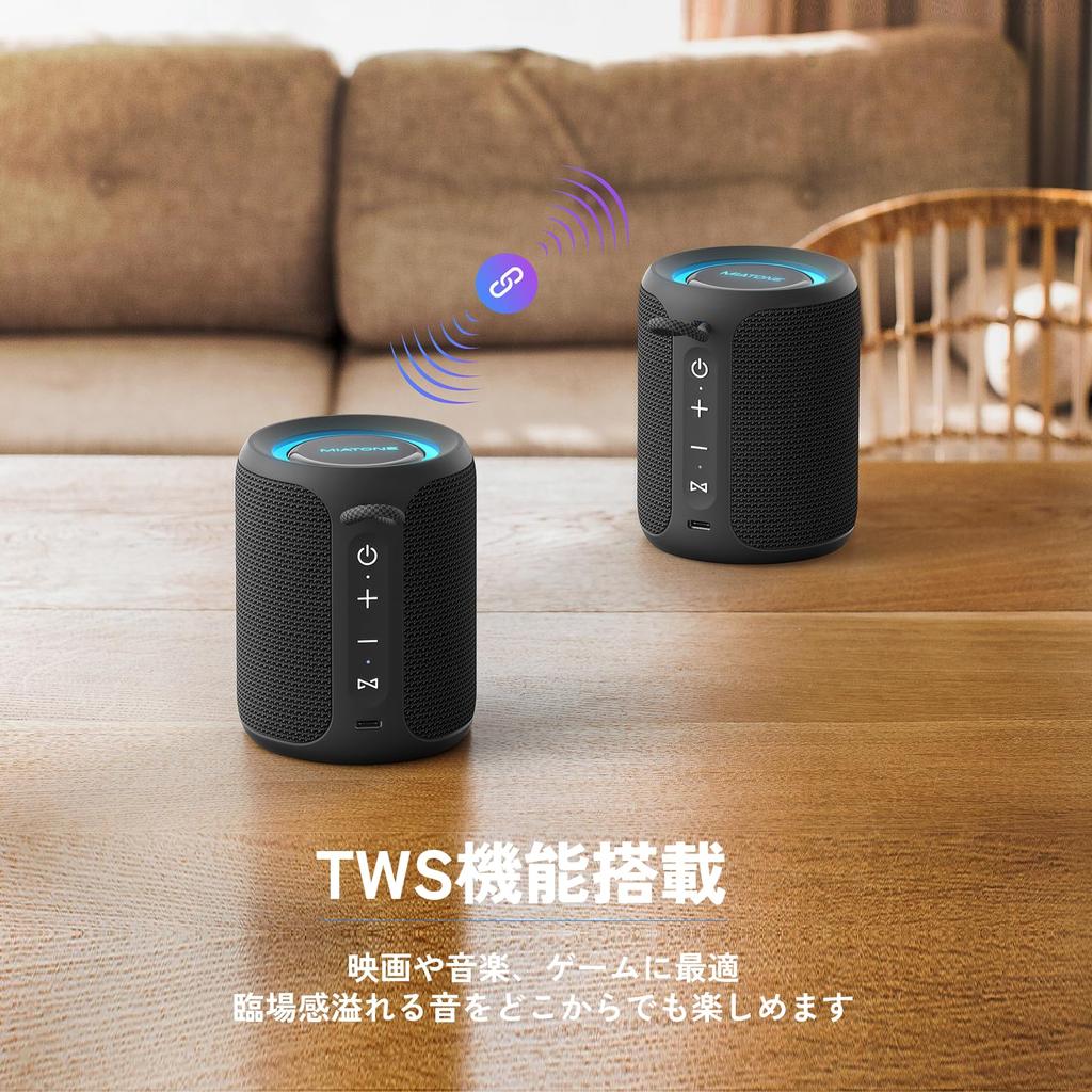 MIATONE Rush Pro Bluetooth IPX7 20 Вт Глубокий светодиодный TWS Bluetooth Зарядная колонка для ПК и смартфона, Водонепроницаемая, Басы, 360° Звук, Легкая, Совместимая,