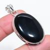 Natural Black Onyx Gemstone 925 Sterling Silver Jewelry Pendant 1.97" f4M58