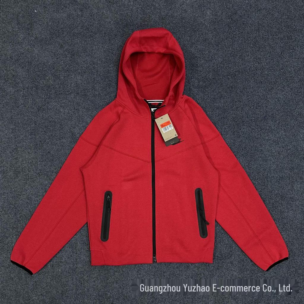 Спортивная повседневная вязаная куртка с капюшоном на весну и осень - Однотонный кардиган на молнии