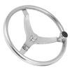 13.5in 3 Spoke 316 Stainless Steel Steering Wheel with 5 8in ‑18 Nut Turning Knob for Yacht