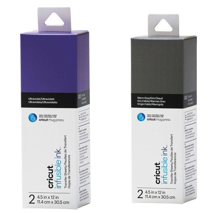 4 feuilles de transfert pour Mug Press - Violet + Gris