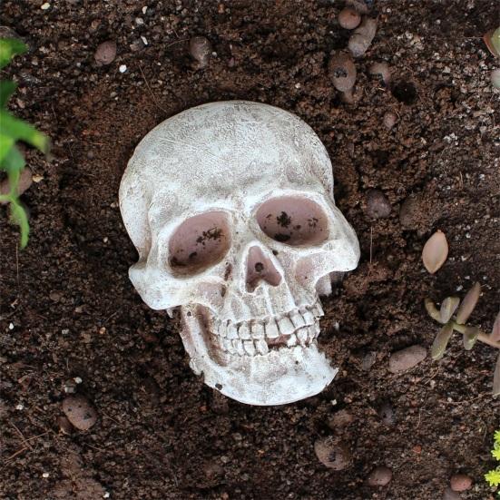 Реалистичная фигура черепа в натуральную величину, украшение в виде человеческого черепа, декор на Хэллоуин, статуя ужаса из смолы, водонепроницаемое украшение для дома и офиса, двора