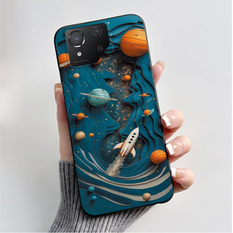 Чехол для ASUS ROG Phone 8 Чехол для ROG Phone 8 Pro Capa Мягкий Силикон Черный Корпус Чехлы для Телефона с Милым Цветочным Мультяшным Принтом