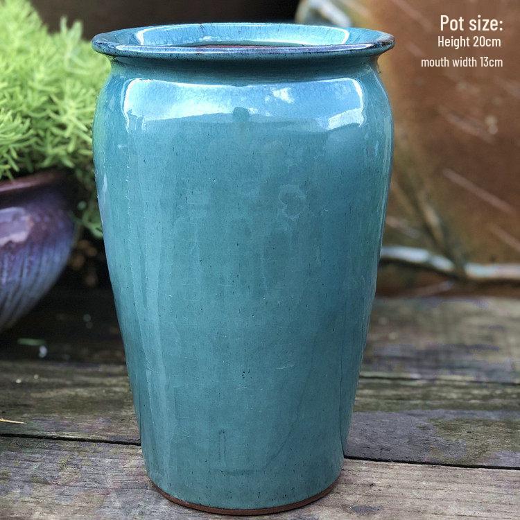 Yixing Handmade Coarse Pottery Medium Succulent Planter - Breathable Zisha Ceramic Ebony Tree Pot for Green Plants
