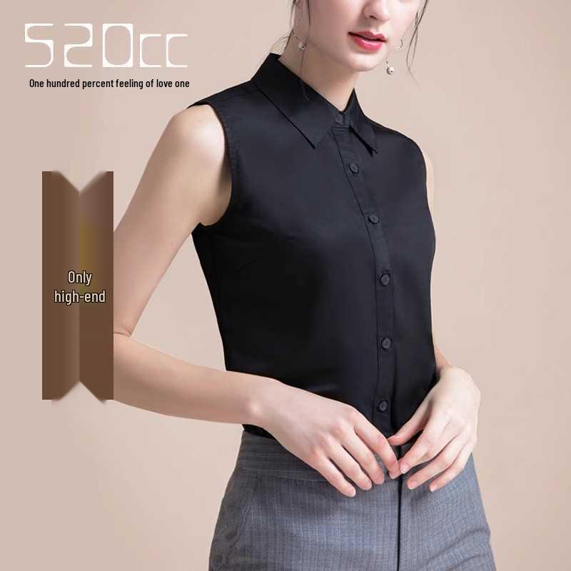 Женская белая рубашка без рукавов, устойчивая к сминанию - Профессиональный утягивающий базовый слой с острым воротником, летняя мода