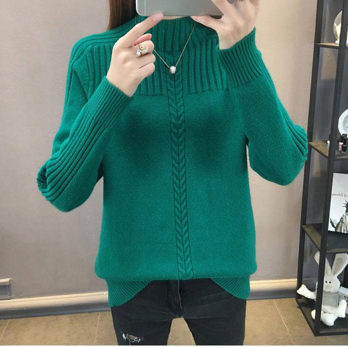 Женский элегантный вязаный свитер с длинным рукавом, полуводолазка, тонкий офисный женский повседневный свитер на пуговицах, топы