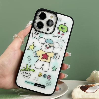 Мультяшный матовый черный чехол для телефона для iPhone 13, 14 Pro Max и 16 Pro