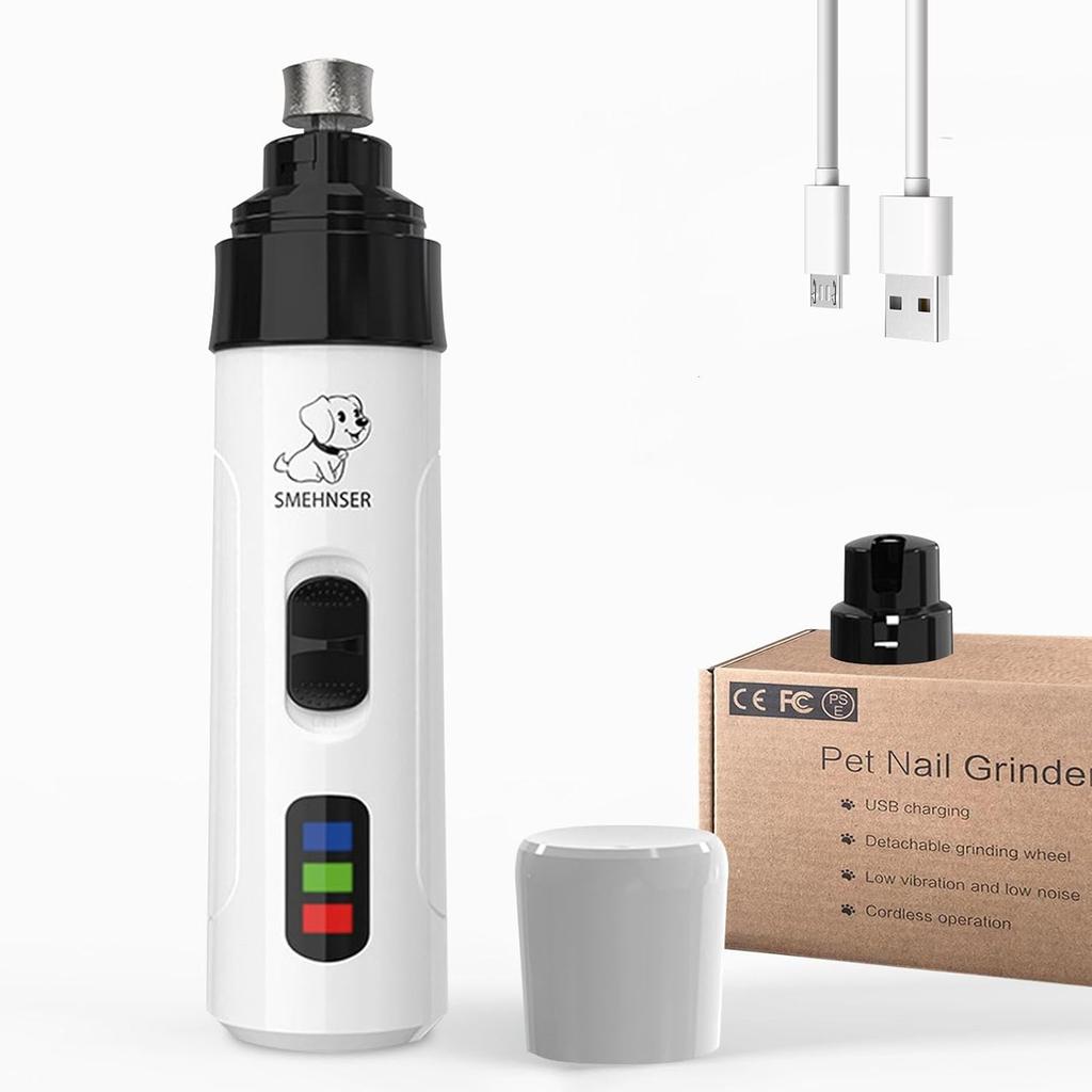 Электрическая пилка для когтей для собак, кусачки для когтей для питомцев, USB-перезаряжаемая, триммеры для когтей для питомцев, безболезненная с полировальным колесом для маленьких/больших питомцев