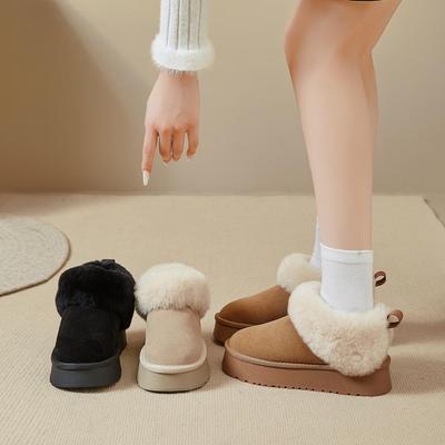 Женские зимние ботинки из натуральной кожи - Зима 2025, на толстой подошве, нескользящие, теплые, на плюшевой подкладке, с коротким голенищем, на хлопковой подкладке.