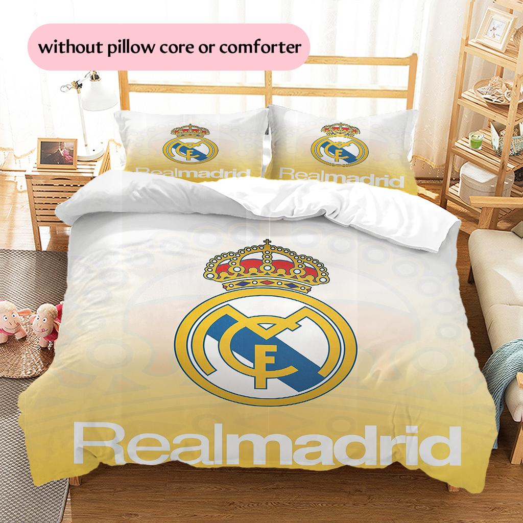 Madrid team logo Pattern Bedding Home Decoration Birthday Gift (1 * duvet cover + 2 * pillowcase, without core)