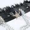 Leather Waist Chain Lace Patchwork Skirt Belts Hip Hop Dark Chain Punk Belt  Waist Decoration