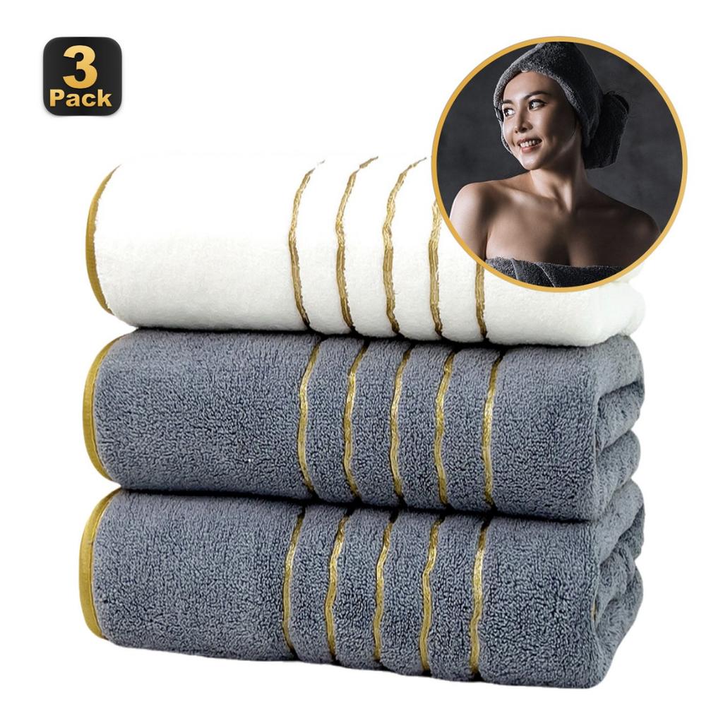 3PC,Coral Fleece Towel, Household Towel, Dry Hair Towel, Headscarf, Thick Towel, Absorbent, Soft, Bath Towel