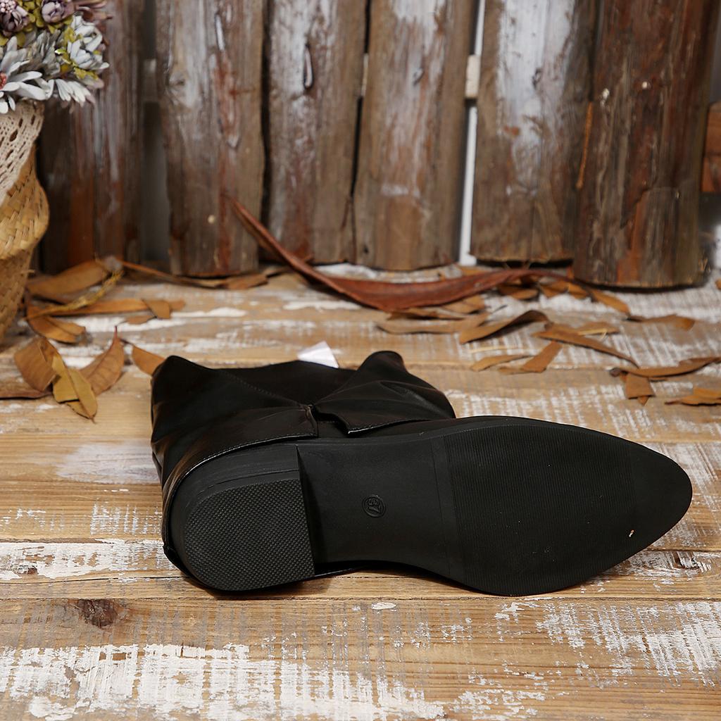 Модные европейские и американские женские новые остроносые плиссированные ботильоны до икры с бахромой на тонком каблуке 5 см, рыцарские ботинки, ботинки средней длины больших размеров