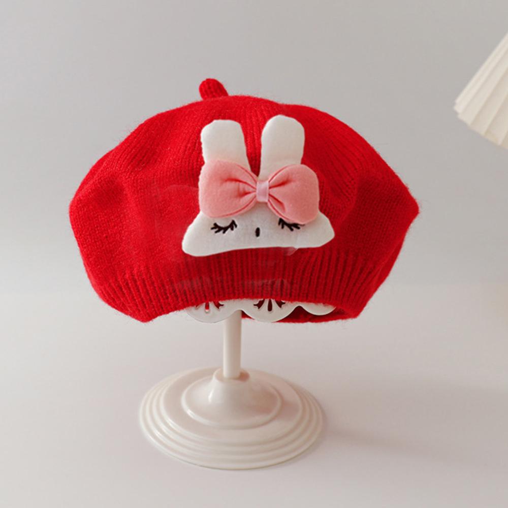 Artist Knit Beanie Cap Kawaii Toddler Princess Painter Cap Cute Bow Baby Beret Hat for Boys Girls