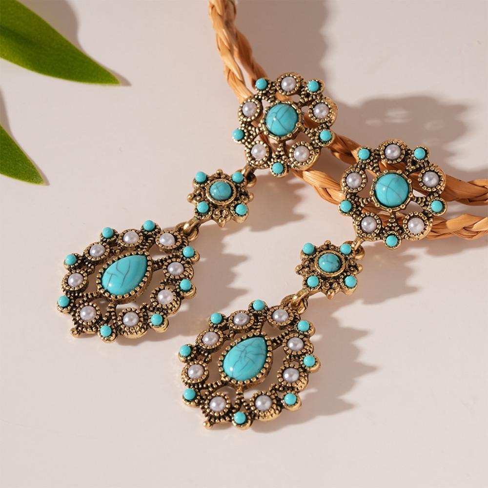 Turquoise Bohemian Turquoise Earrings Bohemia Style Earrings Pendant  Beach