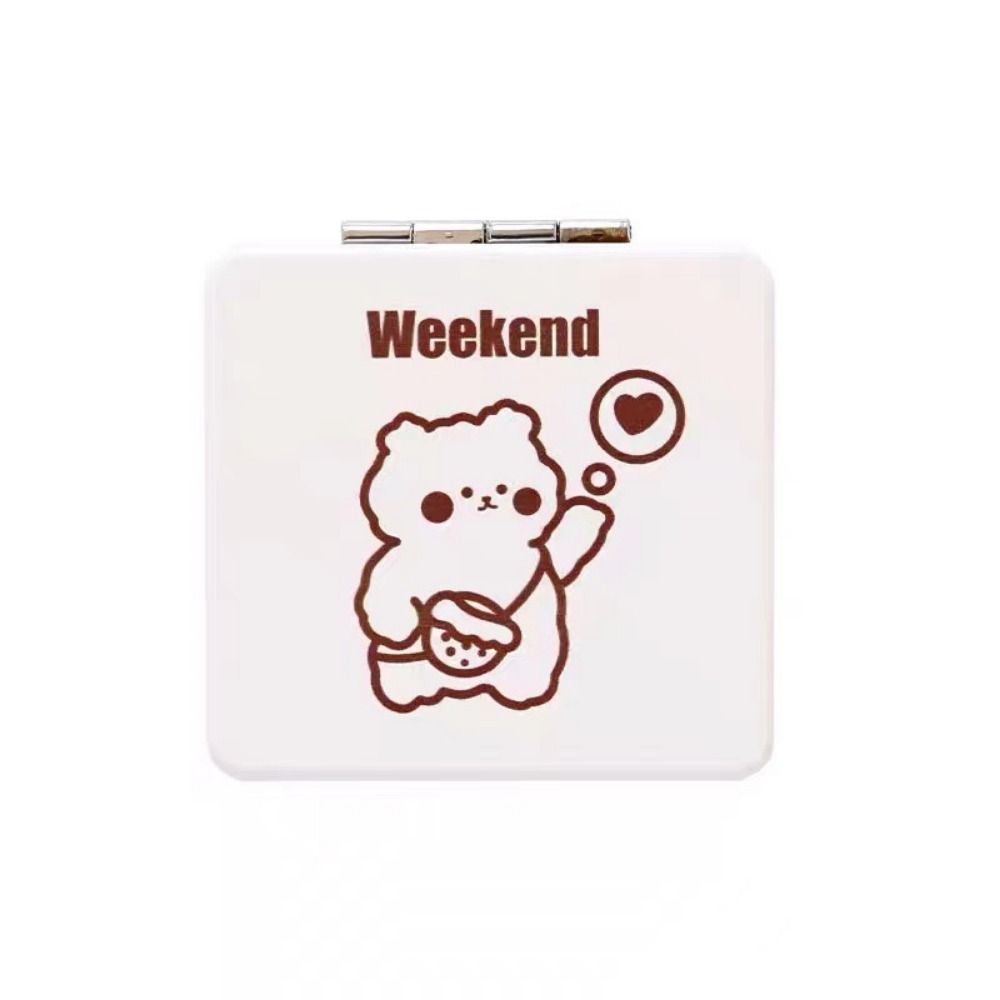 Cartoon Dog Folding Makeup Mirror Little Bear Compact Pocket Mirror Cosmetic Mirror Girls Ladies
