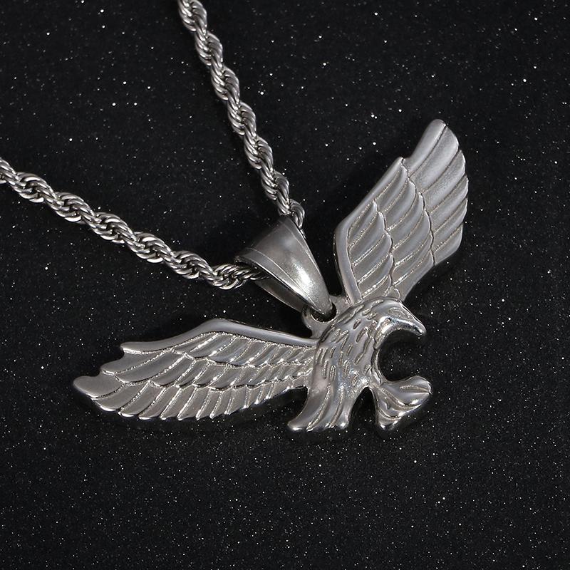 Kalen Fashion Stainless Steel Eagle Pendant Necklace for Men with Wing Link Chain Choker Design - Trendy Animal Themed Jewelry