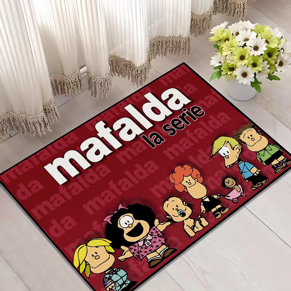 Cute Cartoon Mafalda Door Welcome Mat Entrance Doormat Balcony Bathroom Floor Mats Non-slip Rug Bedroom Carpet Home Decoration
