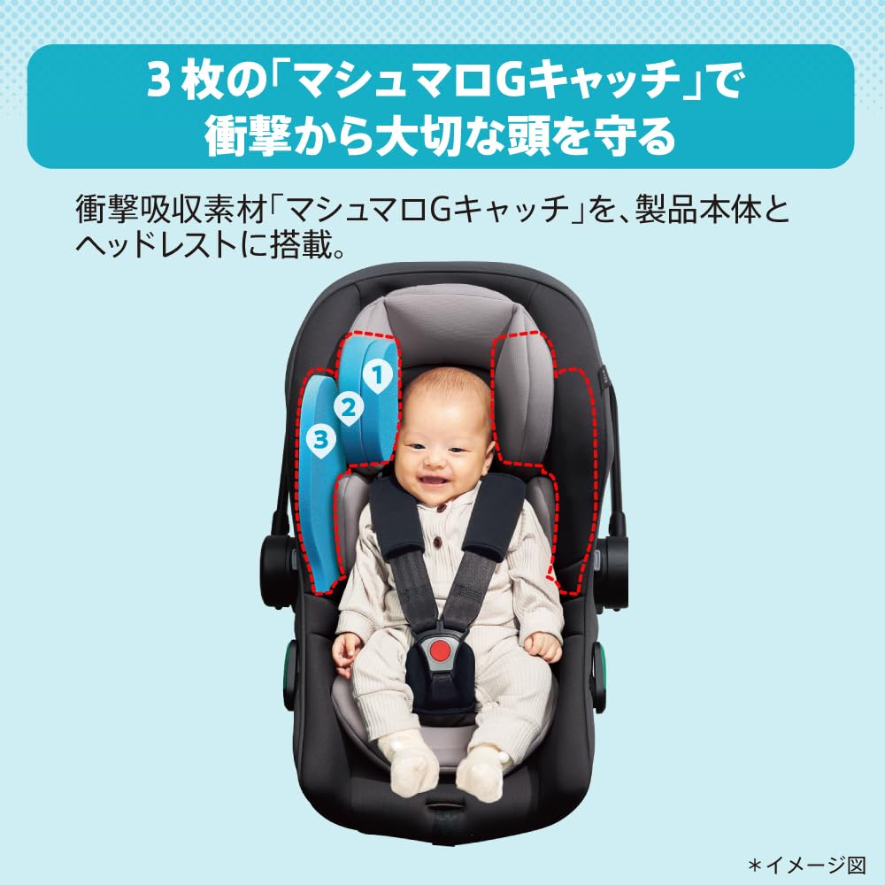 Автокресло Aprica с фиксацией ремнем безопасности Air Carry AB от рождения до 15 месяцев, совместимое с R129, система для путешествий, детское автокресло 2194224 5-в-1 (Серый) [Модель 2023 г.]